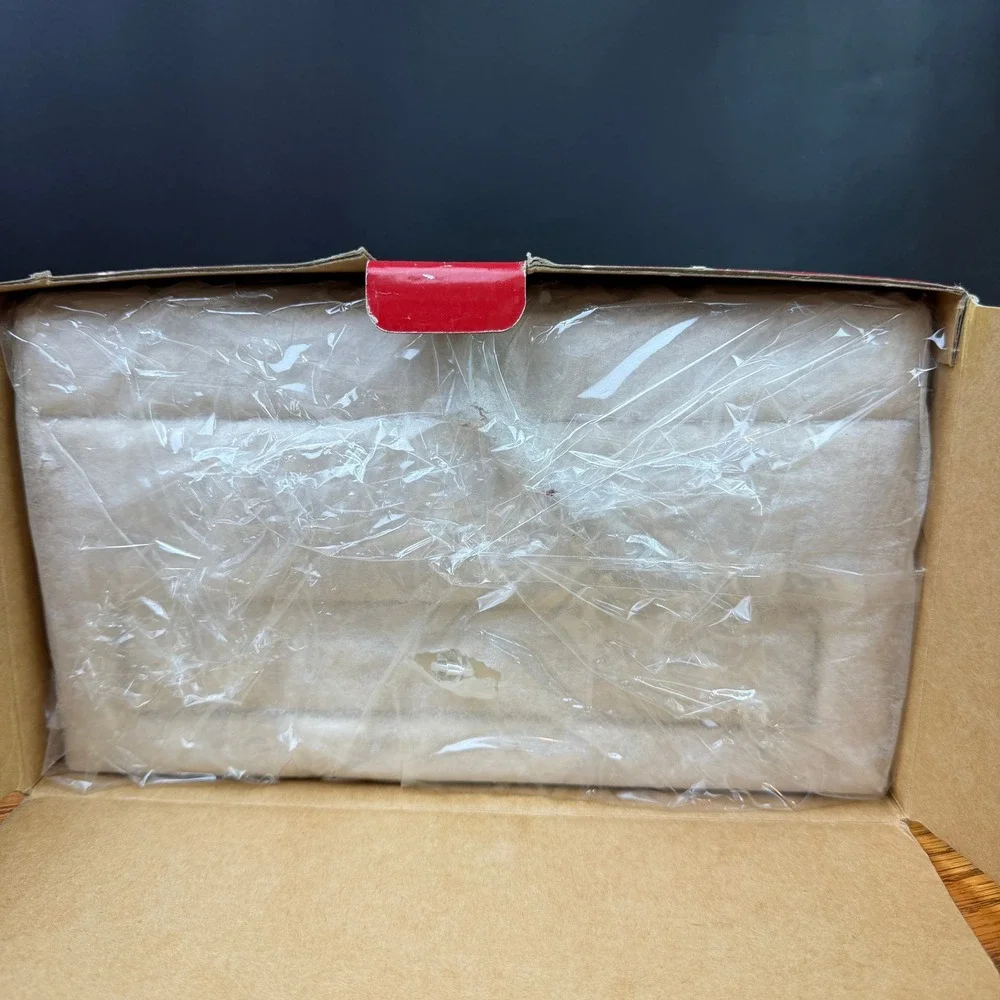 International Silver Company Jewelry Box, Cream Beaded Tassel Fabric Chest NWT